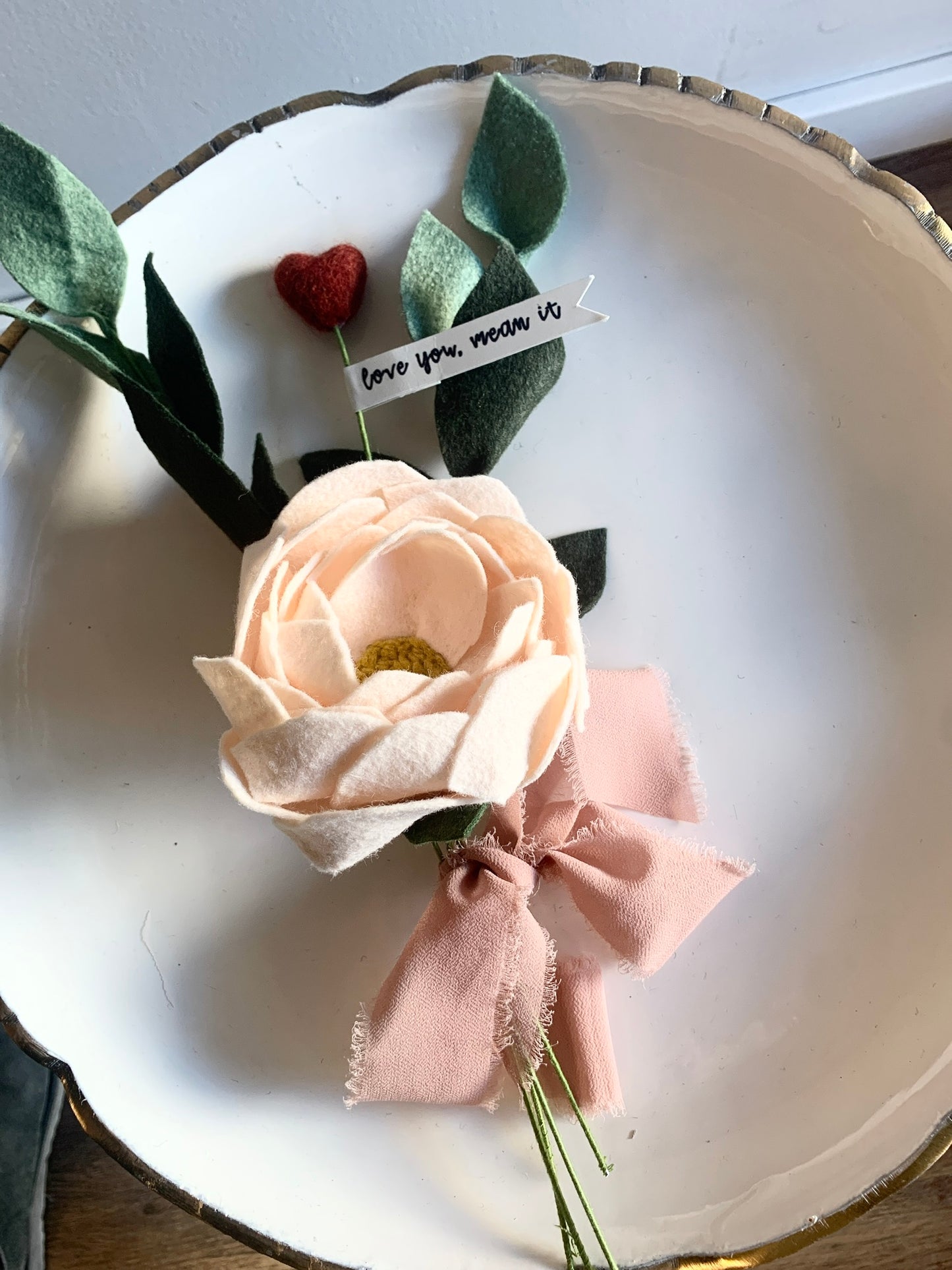 Valentine's Day Peony Felt Flower Bouquet