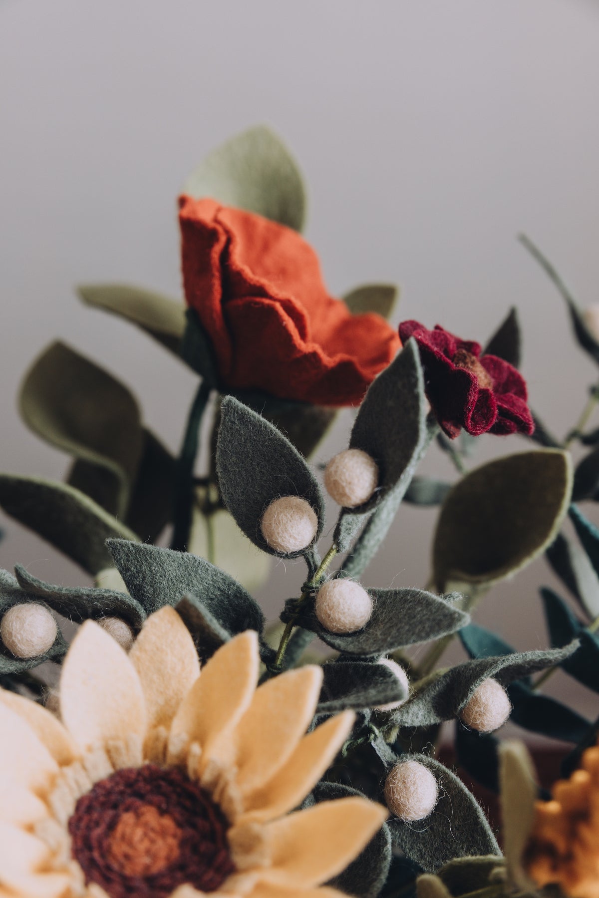 Chocolate Cosmos Felt Flower