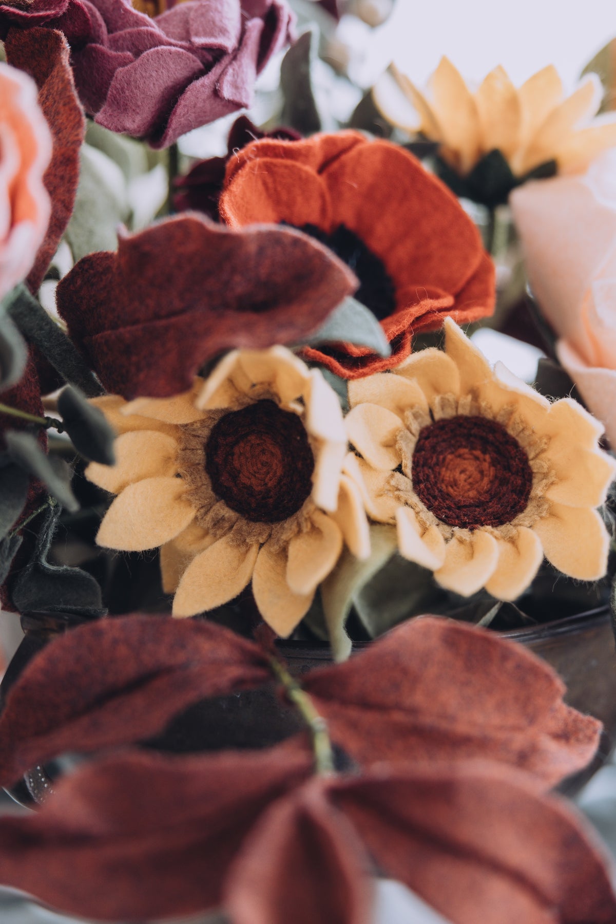 Ginger Felt Mini Sunflower