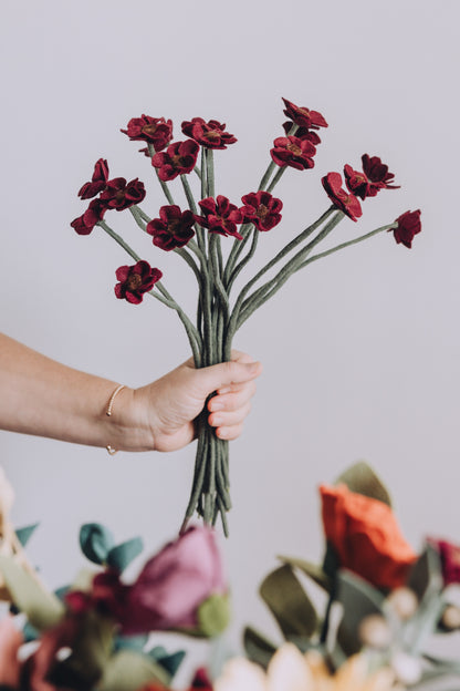 Chocolate Cosmos Felt Flower