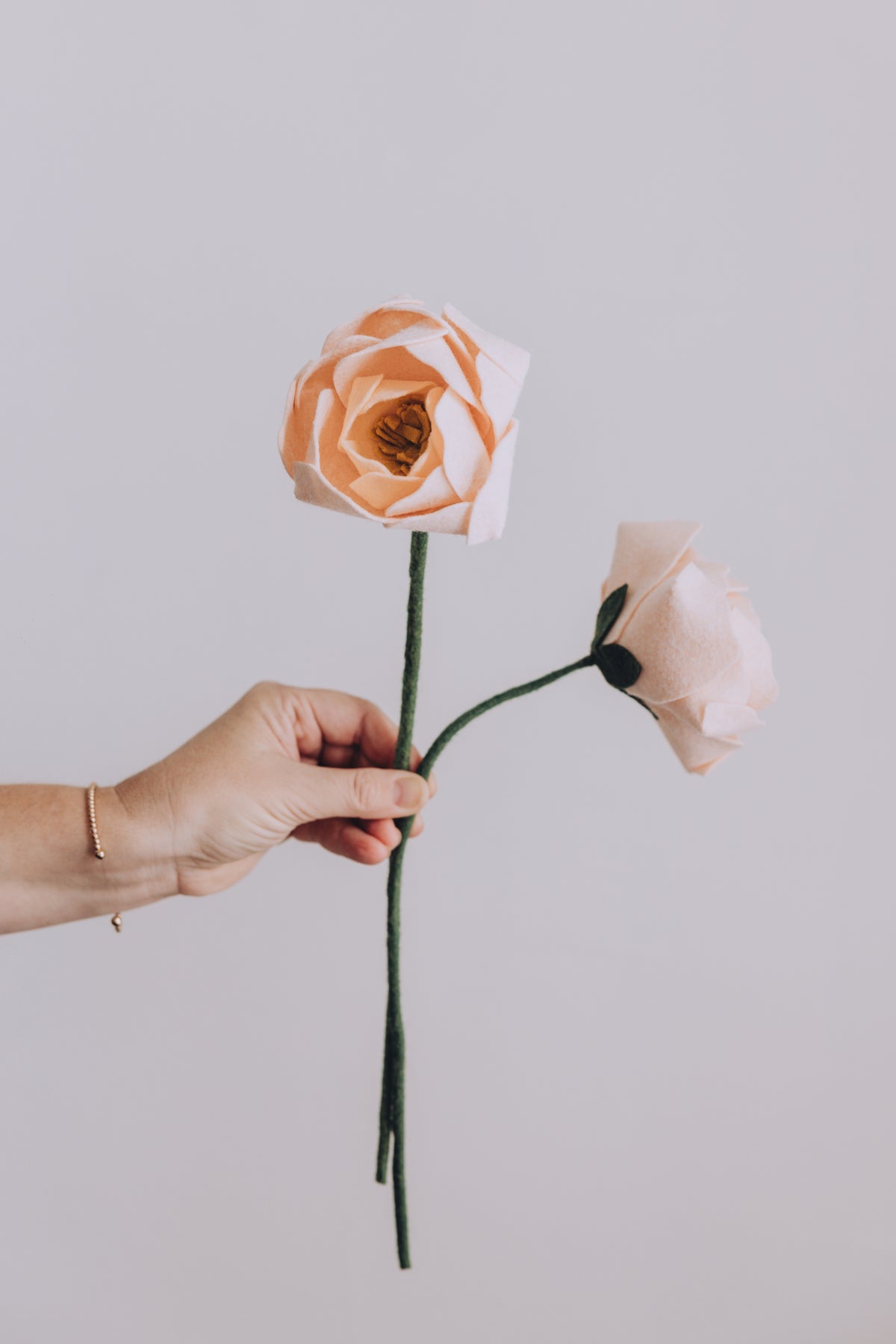 Pale Peach Felt Peony
