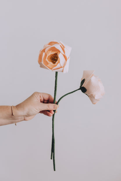 Pale Peach Felt Peony