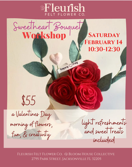 Sweetheart Rose Bouquet Workshop - February 14