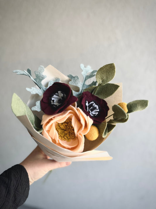 Mixed Peach and Burgundy Bouquet