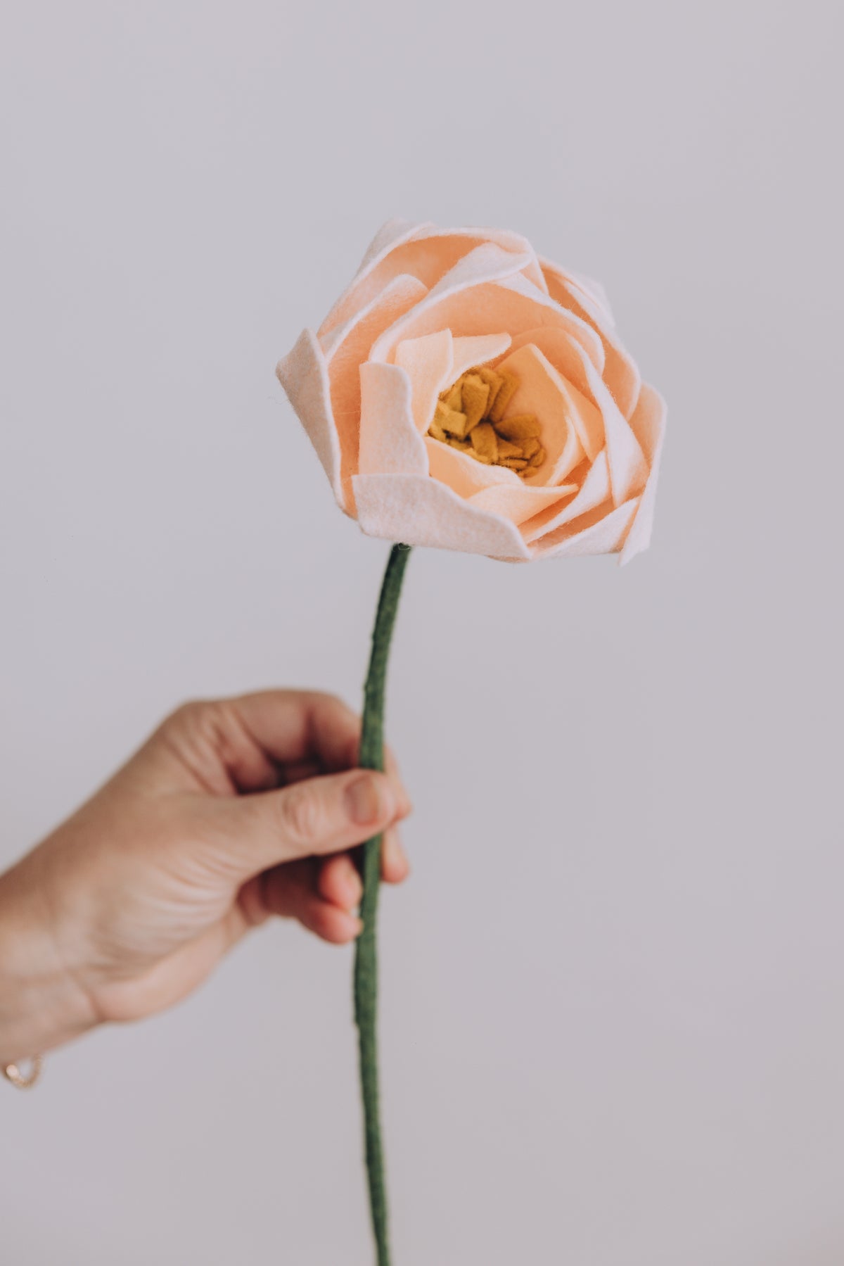 Pale Peach Felt Peony