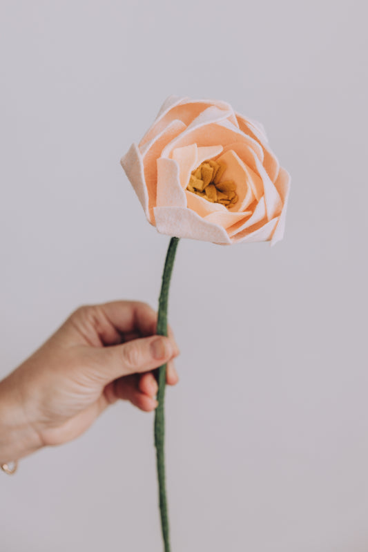Pale Peach Felt Peony
